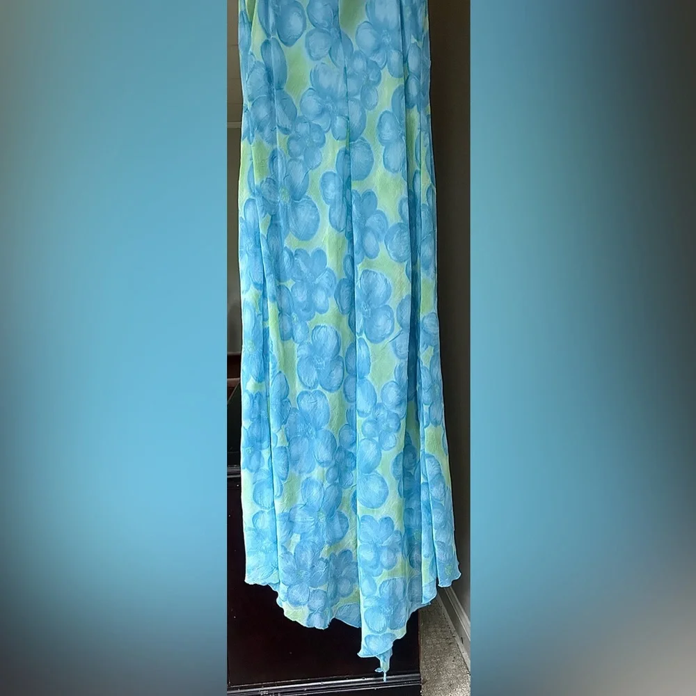 Y2K BE SMART Asymmetric Cowl Slip Maxi Dress Fairy Mermaid Coquette Floral Sz M - Picture 9 of 16